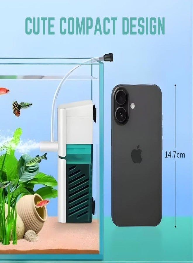 VAYINATO VY01F Mini Waterfall Internal Filter - Premium White, 2W Ultra Quiet Aquarium Filter, 280 L/H Flow, Suitable for Nano Fish Tanks & Small Aquariums - Image 2